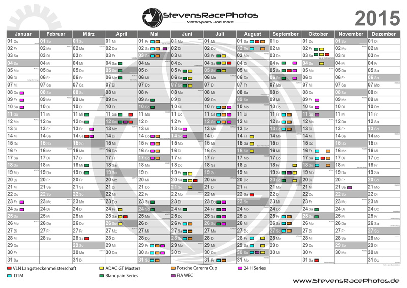 Jahresüberblick von ausgewählten Motorsportveranstaltungen