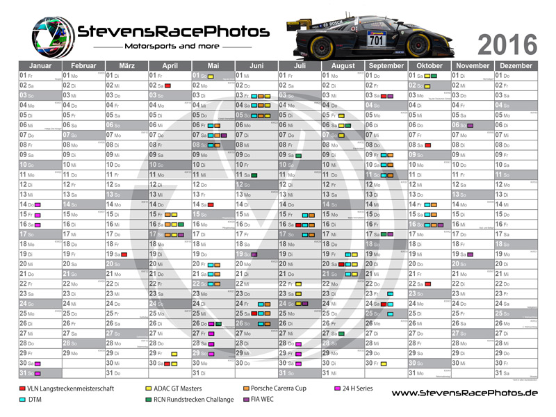 Jahresüberblick von ausgewählten Motorsportveranstaltungen