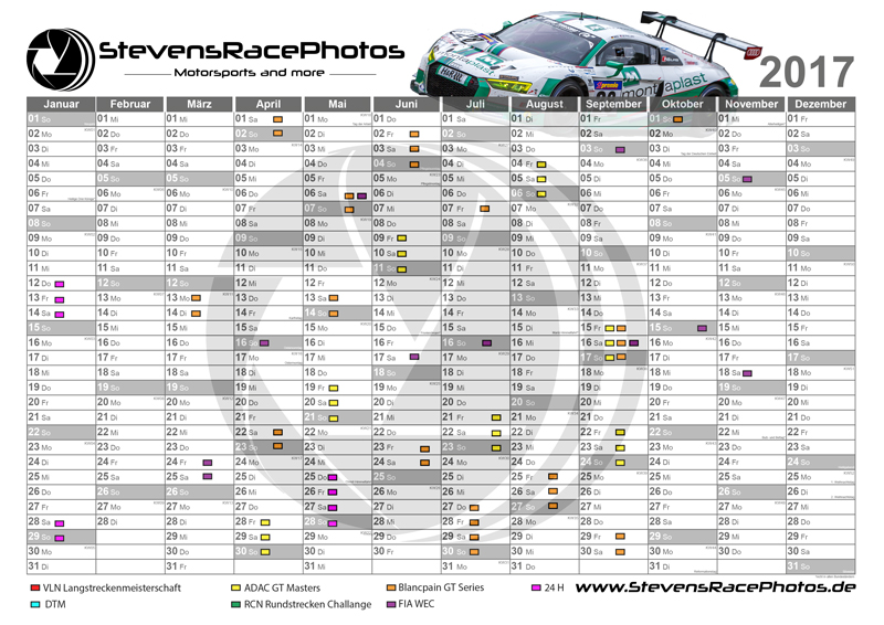 Jahresüberblick von ausgewählten Motorsportveranstaltungen